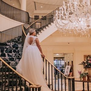 White Beaded Wedding Gown w/ Veil